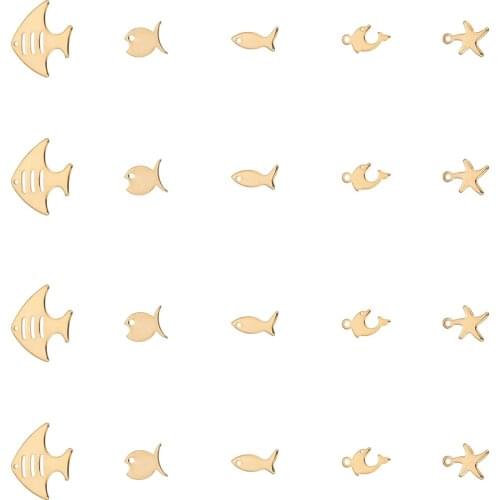 1Set Stainless Steel Charms Pendants Love Heart Key/Ocean Fish Dolphin Style For DIY Necklace Bracelet Jewelry Making Findings