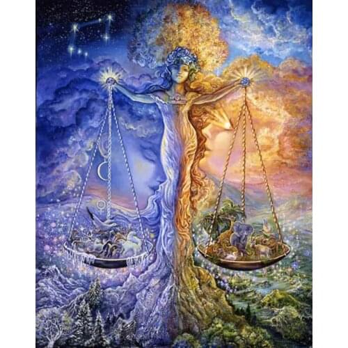Full Drill Mosaic Round Diamond Painting Fantasy Libra Diamond Embroidery Cross Stitch Kit Diamond Art Rhinestones