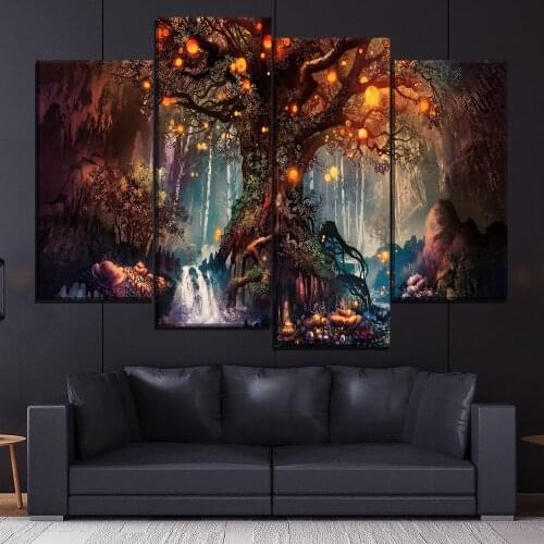 5pcs Posters Forest Fantasy Luminous Poster Wall Art Decor Picture Canvas HD Printed Paintings For Living Room Home Decoration