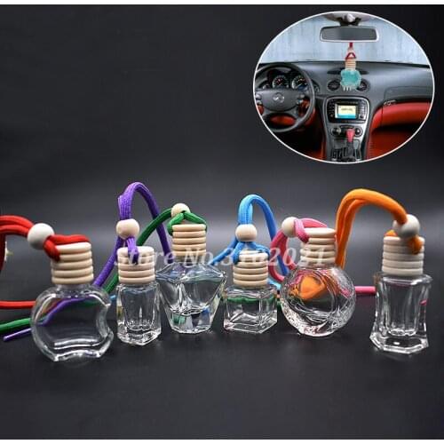 20pcs/lot 3ml 5ml 6ml 10ml Clear Glass Car Perfume Essential Oil Bottle DIY Empty Hang Vehicle Fragrance Sub bottling Decoration