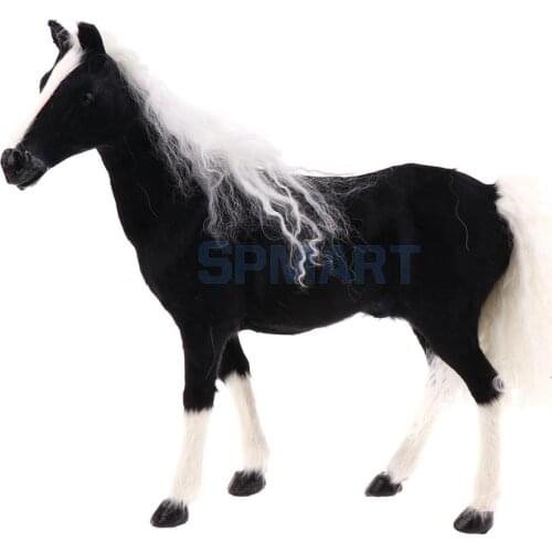 Lifelike Simulation Plush Stuffed Horse Animals Model Figure Plush Figures Soft Toy Home Decoration Black