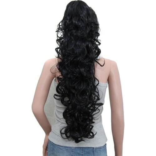 Luxury for Braiding 75cm 30" High Temperature Fiber Hairpieces Long Curly Synthetic Claw Clip Ponytail Hair Extensions for Women