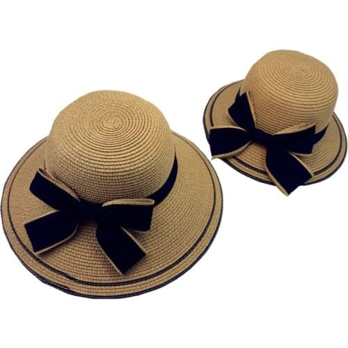 Family Matching Summer Hats Mom And Me Bow Straw For Kids Women Girl Lady Daughter Star Sun Bohemia Beach Wear Accessories