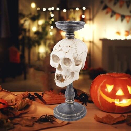 Resin Statues Candle Holder Sculptures Resin Halloween Home Decor Ornament Craft Skull Size 1:1 Model Life High Quality