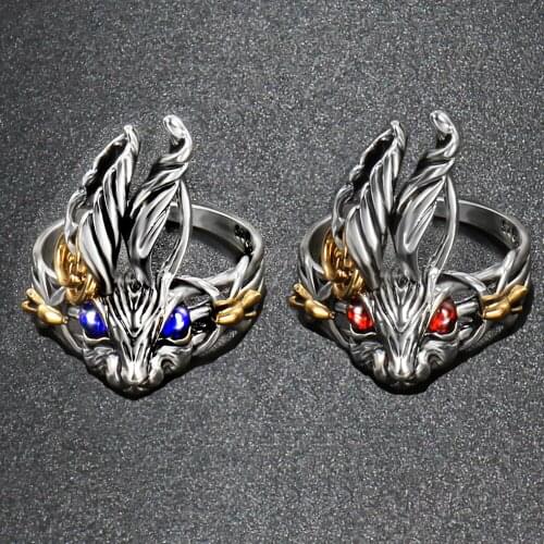 Retro Crystal Trend Women Ring Big-eared Red-eyed Rabbit Ring Open Ring Boho Ring