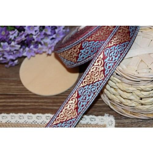 5yards/lot wide 3cm Woven Jacquard Ribbon classical totem design curtain and clothing accessory LS-9964