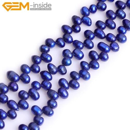 Gem-inside 5-6x7-8mm Top drilled Freshwater Potato Shape Pearl Beads For Jewelry Making Bracelet Necklace 15inch DIY Jewellery