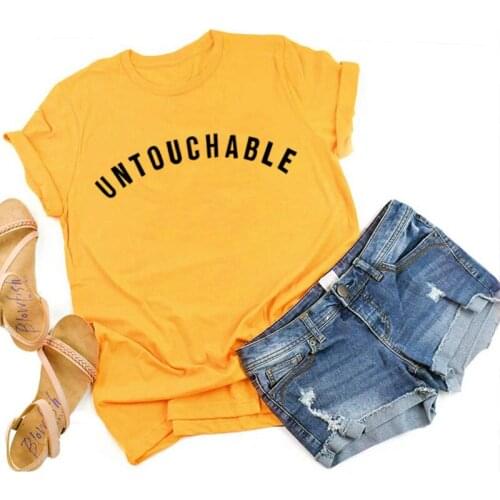 UNTOUCHABLE Letters Print Women 100% Cotton tshirt Casual Funny t-shirt For Lady Girl Top Tee Drop Ship harajuku y2k tops