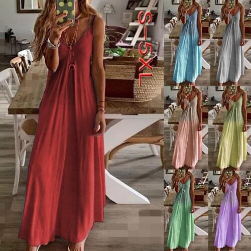Spaghetti strap women beach dress 2021 ankle length summer dress women sleeveless casual sexy party dresses plus size vestidos