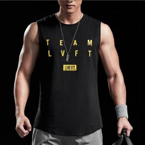 Mens Vest New Sport Fitness Vest Mens loose round collar Breathable Running Training Vest Summer popular logo Exercise Vest