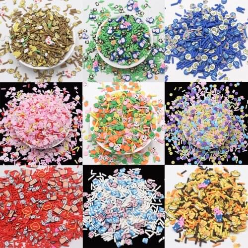 100g/Lot Mixture Series Chick Penguin Crown Clay Slices Soft Pottery Miniaure Candy Sprinkles for DIY Crafts Filling Accessories