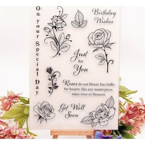 15x21cm Flower Poem Clear Stamps Transparent Seal Silicone Seal TPR Christmas Wedding Roller Stamps DIY Scrapbook Album Card