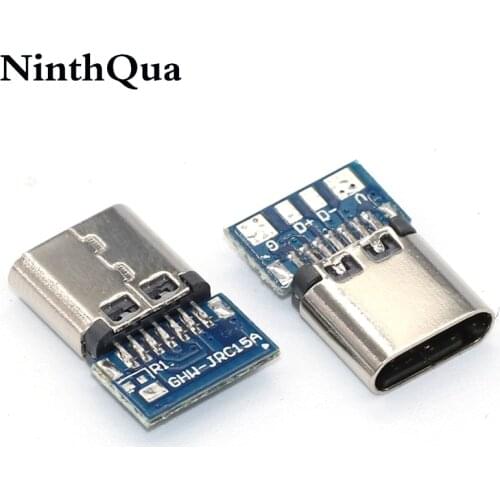 2/5/10pcs USB 3.1 Type C Connector 14 Pin Female Socket Receptacle Through Holes PCB 180 Vertical Shield