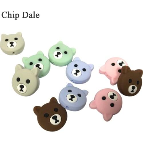 20pcs Mini Bear Silicone Beads BPA Free DIY Pacifier Chain Safe Accessories Baby Silicone Kids Infant Teether Toy 5 Colors