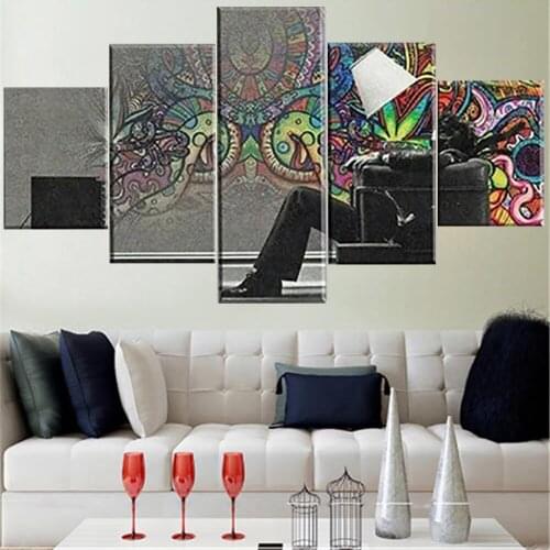 5 Pieces Wall Art Canvas Painting Character Abstract Poster Home Decoration Pictures Modern Living Room Bedroom Wall Painting