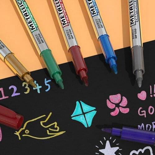 5Pcs Metallic Waterproof Permanent Paint Marker Pens Gold And Silver For Drawing Students Supplies Marker Craftwork Pen