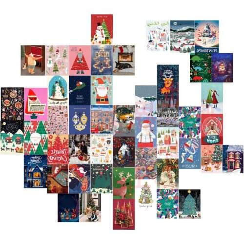 50Pc Christmas Series Aesthetic Picture Wall Collage Album Record Style Photo Modern Wall Art Print for Bedroom Large Wall Decor