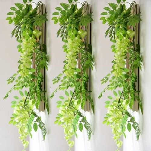 7ft 2m Flower String Artificial Wisteria Vine Garland Plants Foliage Outdoor Home Trailing Flower Fake Hanging Wall Decor