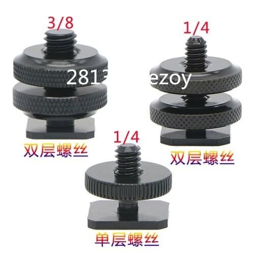 Aluminum Metal 1/4-20 Tripod Screw Hot Shoe Mount Adapter to Flash Shoe Umbrella Holder Stand Bracket 3 Sizes Camera Accessories