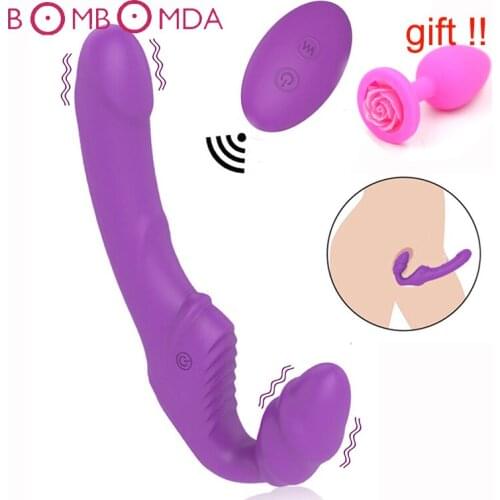 9 Speed Strapless Anal Plug Dildo Vibrator Dual Vibrating Wireless Remote Strapon G Spot Vibrador Sex Toys for Women Lesbian Sex