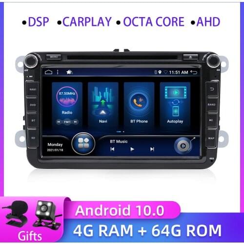 2 Din Android 10 Car Radio GPS For VW / Volkswagen Skoda Octavia golf 5 6 touran passat B6 polo Jetta 2DIN Radio DSP CARPLAY
