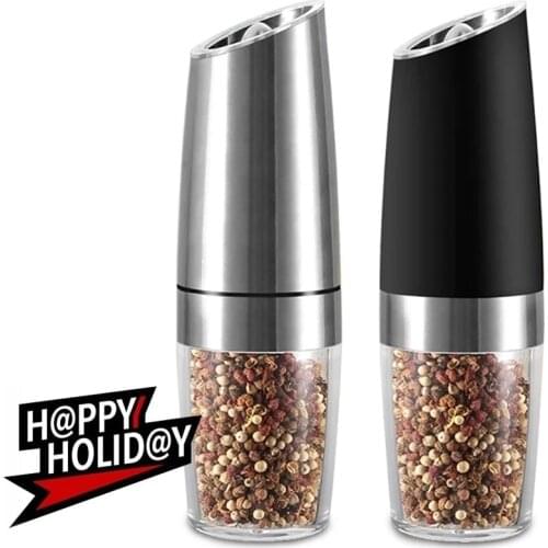 Automatic Salt and Pepper Grinder Gravity Electric Pepper Shaker Mill Adjustable Ceramic LED Light for Kitchen Spice Mill Set