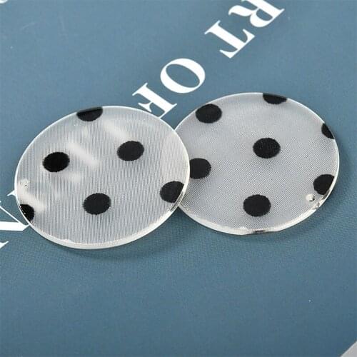 Free Shipping 40pcs/Lot 35MM Round White&Black Polka Dots Earring Jewelry Charms Plastic Resin DIY Accessories Ornament Pendants