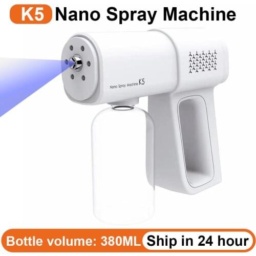 Nano Spray Machine K5 Wireless Electric Sanitizer 380ML Sprayer Disinfects Blue Light Steam Spray Gun For Factory Home Office