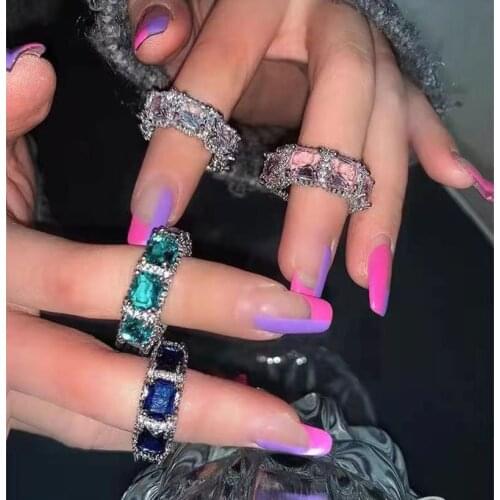 Briliian Square Fashion Supernatural Color AAA Zircon Rings Jewelry for Women 2021 Chunky Rings Bride Wedding Accessories