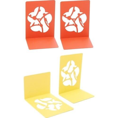 Decorative Hollow-out Iron Bookends Cherry Flower Hollow Out Design Metal Bookends for Heavy Books Paperbacks Hardcovers