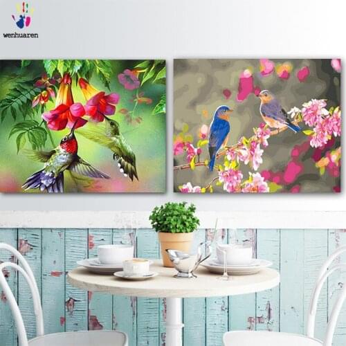 DIY colorings pictures by numbers with colors Flowers and birds picture drawing painting by numbers framed Home