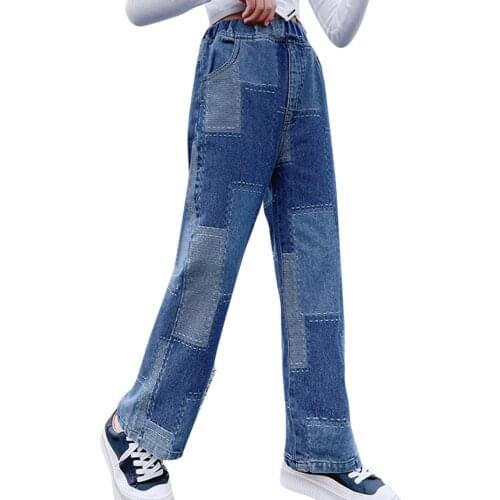 Jeans For Girl Patchwork Girls Jeans Pants Casual Style Kid Jeans Spring Autumn Childrens Clothing 6 8 10 12 14