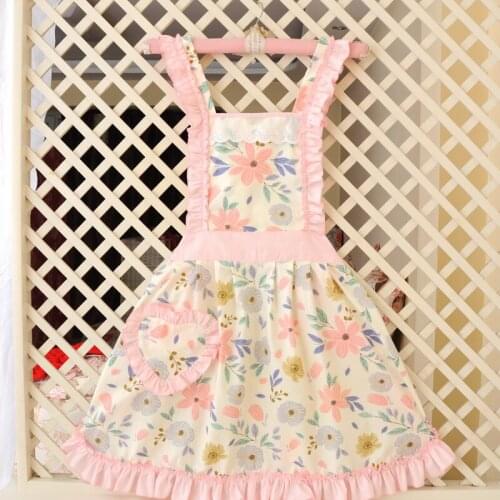 Korean Printing Princess Cotton Apron Kitchen Cooking Restaurant Cleaning Aprons With Pocket Bib Fashion House Supplies