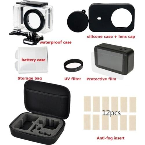 Kit Bag for Xiaomi Mijia 4K Mini Camera Waterproof Housing Battery Case Frame Cover Silicone Shell Lens Cap UV Filter Glass Film