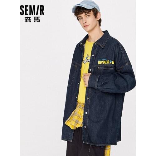 SEMIR Jacket Men Autumn 2021 New Fashion Brand Anime Denim Jacket Hong Kong Style Loose