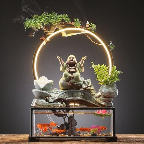 Lucky Make a Fortune as Endless as Flowing Water Decoration Fish Tank Circulating Water Car Living Room Desktop Office Gift
