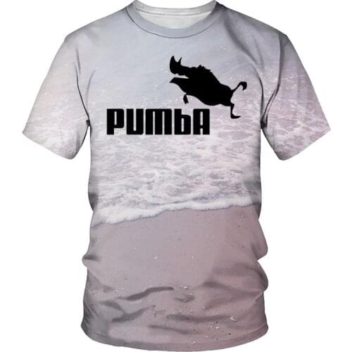 Spoof Pumba 3D Print Men T-shirt 2021 Summer New O Neck Short Sleeve Tees Tops Funny Style Male Clothes Fashion Casual T-shirts