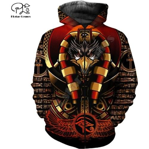 Men ancient egypt horus god print 3D india native Hoodie women unisex vintage Sweatshirt zipper pullover tracksuit hooded
