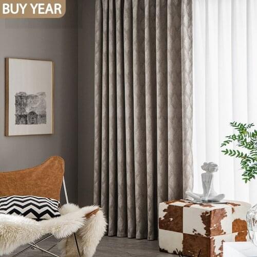 Nordic Curtains for Living Dining Room Bedroom Modern Light Luxury Geometric Pattern Simple Curtains High-end French Window