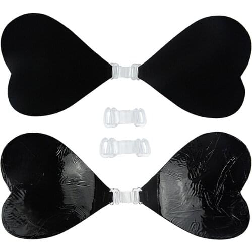 Wholesale New Heart-Shaped Chest Stickers Silicone Underwear Womens Strapless Bras Gather Pull Invisible Bra Women Accessories
