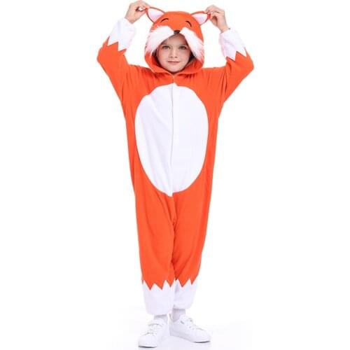 Fox Animal Pajamas Kids Fox Jumpsuit Onesies Halloween Carnival Animal Outfit Fancy Dress Children Baby Cartoon Anime Costume