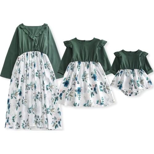 Mother Girl Daughter Dresses Women Kids Flower Clothes Mommy And Me Floral Family Matching Outfit Mom Baby Girls Casual Clothing