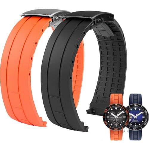 22mm Premium-Grade Rubber Watch Strap Curved End Men Folding Buckle Wrist Band Bracelet for Omega for MIDO for Seastar T120.407
