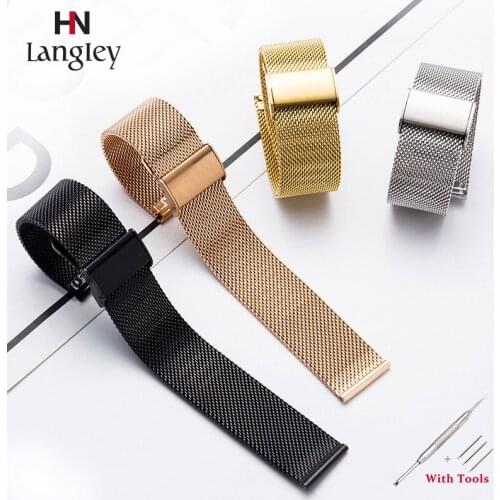 For DW Watch Band Mesh Strap for Daniel Wellington Milanese Watch Band Huawei Buckle Universal Stainless Steel Bracelet 16-22 mm