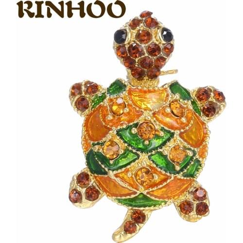 RINHOO Vintage Colorful Rhinestone Turtle Brooches For Women Fashion Animal Brooch Pin Dress Coat Accessories Casual Jewelry