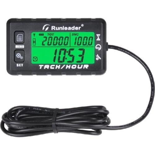 Alert RPM Backlit Resettable Inductive Tachometer Engine Hour Meter Gauge for Boat Motorcycle ATV Lawn Mower