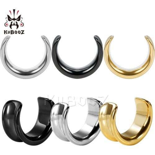 KUBOOZ Simple Style Stainless Steel Notch Ear Piercing Plugs Tunnels Ear Expanders Stretchers Cool Body Jewelry Gift Wholesale
