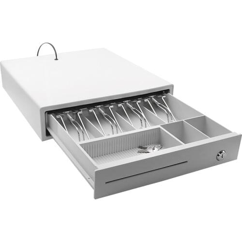 13" Heavy Duty Manual Push Open Cash Box With 4 Bill Clips 3 Coin Money Safe Storage Box Supermarket Cash Register Drawer