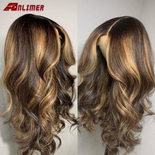 Ombre Blonde Highlight 13x6 Lace Front Human Hair Wigs Brazilian Remy Body Wave 150% Pre Plucked Silk Base Wigs with Baby Hair