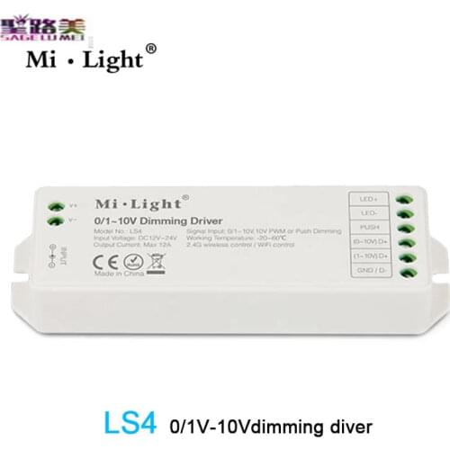 DC12V-24V Milight LS4 led controller 0/1~10V PWM or Push Dimming Signal led Dimming Driver for 5050 3528 single color led strip